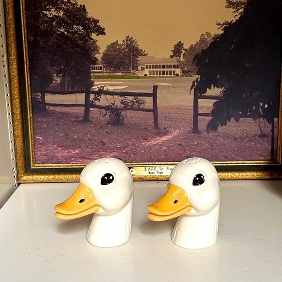 Vintage Duck Salt + Pepper Shakers Ceramic Duck Tablescape Ducks EUC - Picture 2 of 9